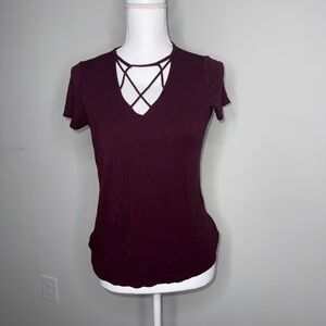 American Eagle Soft & Sexy Ribbed Criss Cross Top | Size Medium